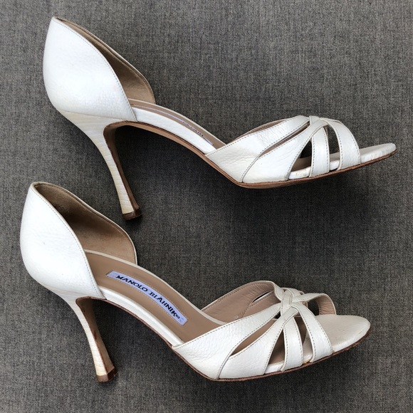 Manolo Blahnik Cream Strappy Heels - Picture 2 of 9